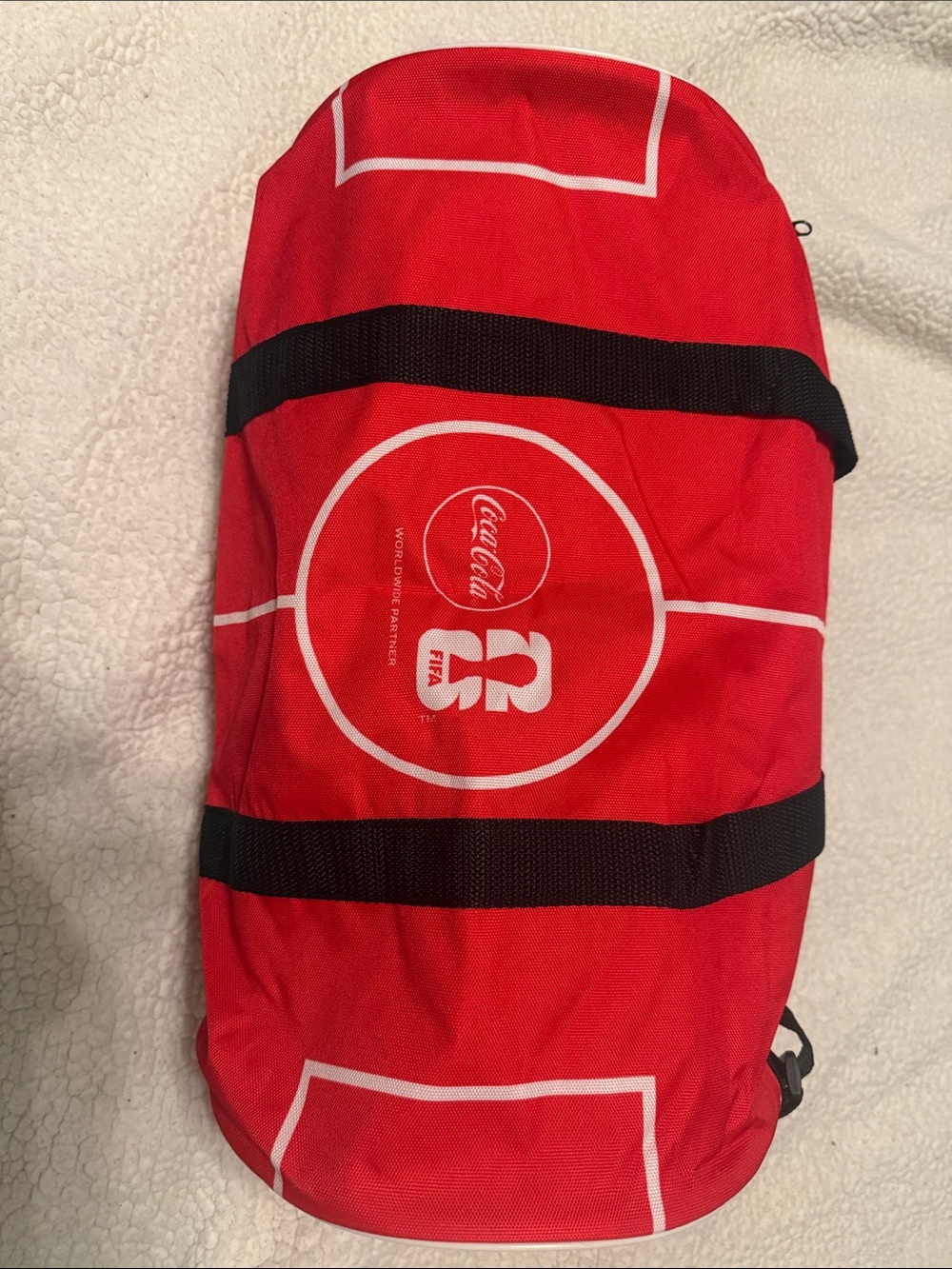 Coca Cola World Cup Soccer Red Duffel Bag with White Accents